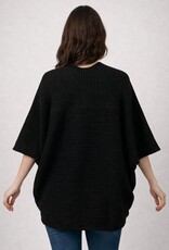 Miss Bliss Dream Relax Fit Elbow Slv Rib Cardigan-Black