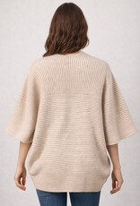 Miss Bliss Dream Relax Fit Elbow Slv Rib Cardigan-Taupe