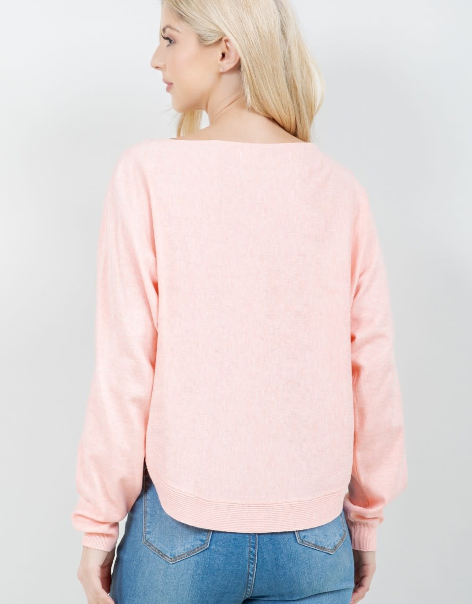 Miss Bliss Dream Boatneck Pullover Sweater-H Coral