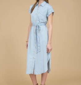 Miss Bliss Stripe Midi Dress-Chambray