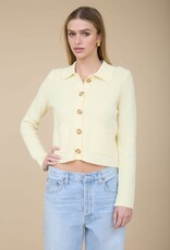 Miss Bliss Blu Collared Button Down Ls Knit Cardi-Butter Yellow