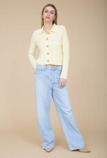 Miss Bliss Blu Collared Button Down Ls Knit Cardi-Butter Yellow