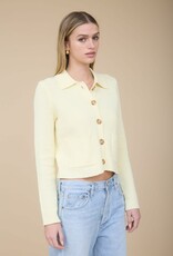 Miss Bliss Blu Collared Button Down Ls Knit Cardi-Butter Yellow