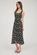 Miss Bliss Blu Floral Sleeveless Midi Dress-Black Multi