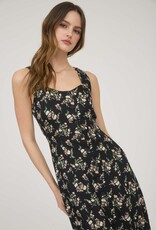 Miss Bliss Blu Floral Sleeveless Midi Dress-Black Multi