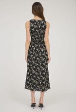 Miss Bliss Blu Floral Sleeveless Midi Dress-Black Multi