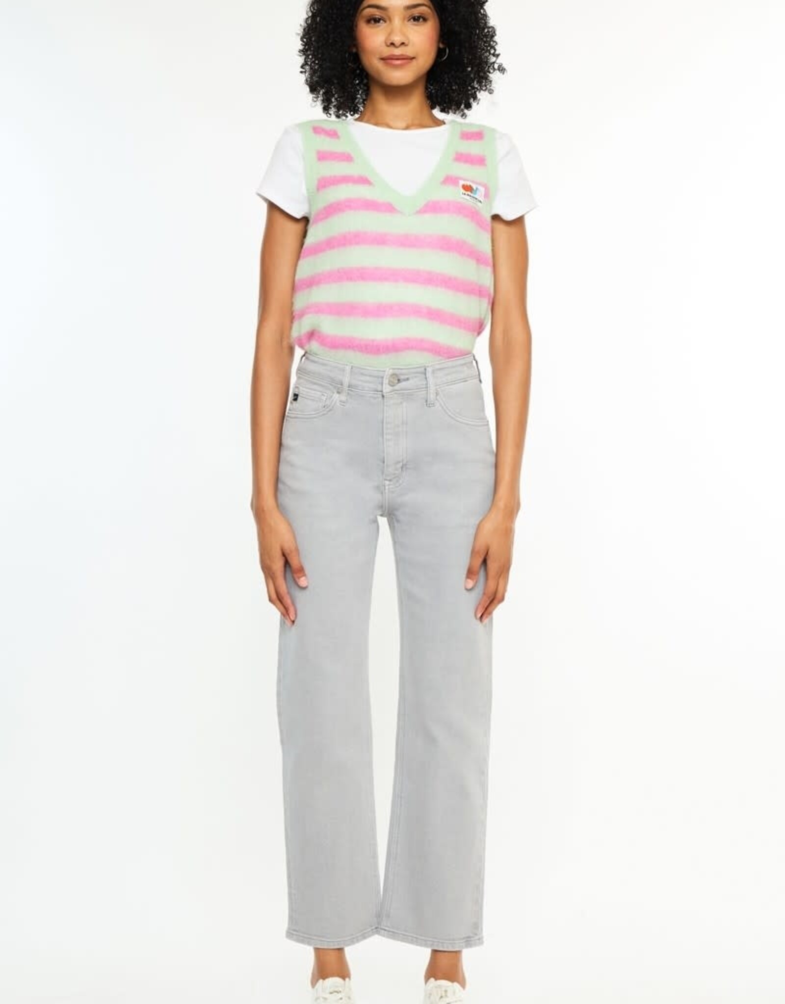 Miss Bliss KC Ultra High Rise 90's Straight Jeans-Grey