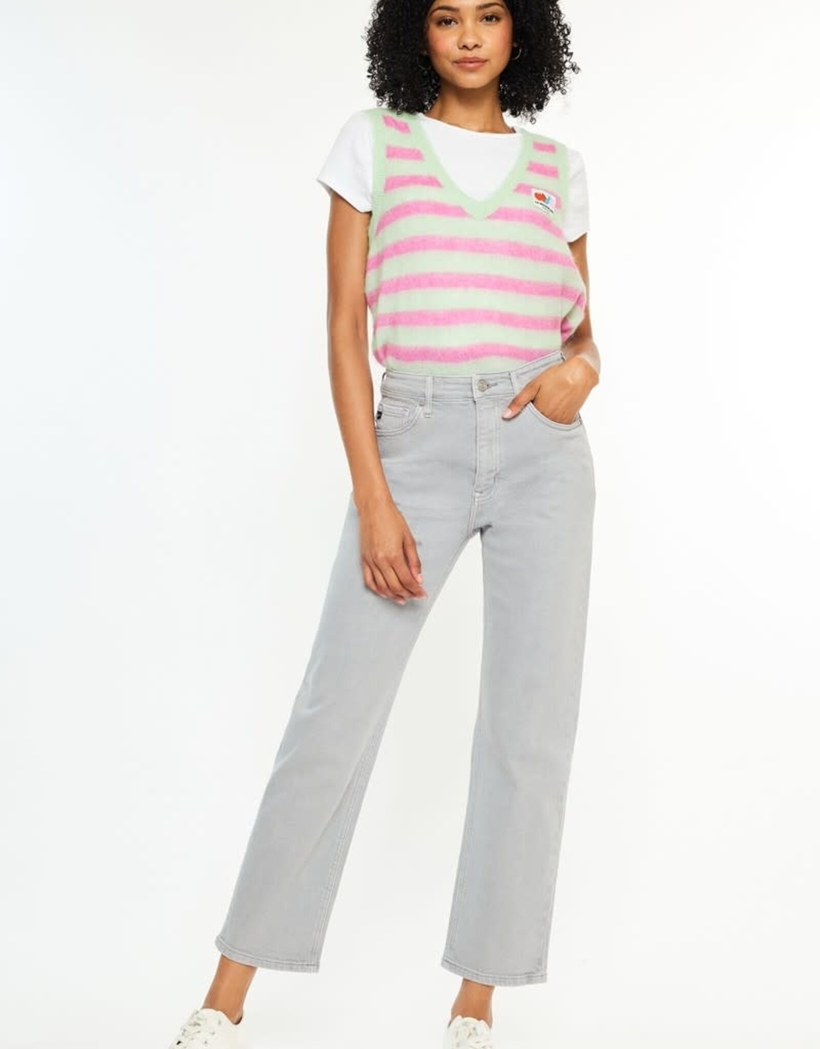 Miss Bliss KC Ultra High Rise 90's Straight Jeans-Grey