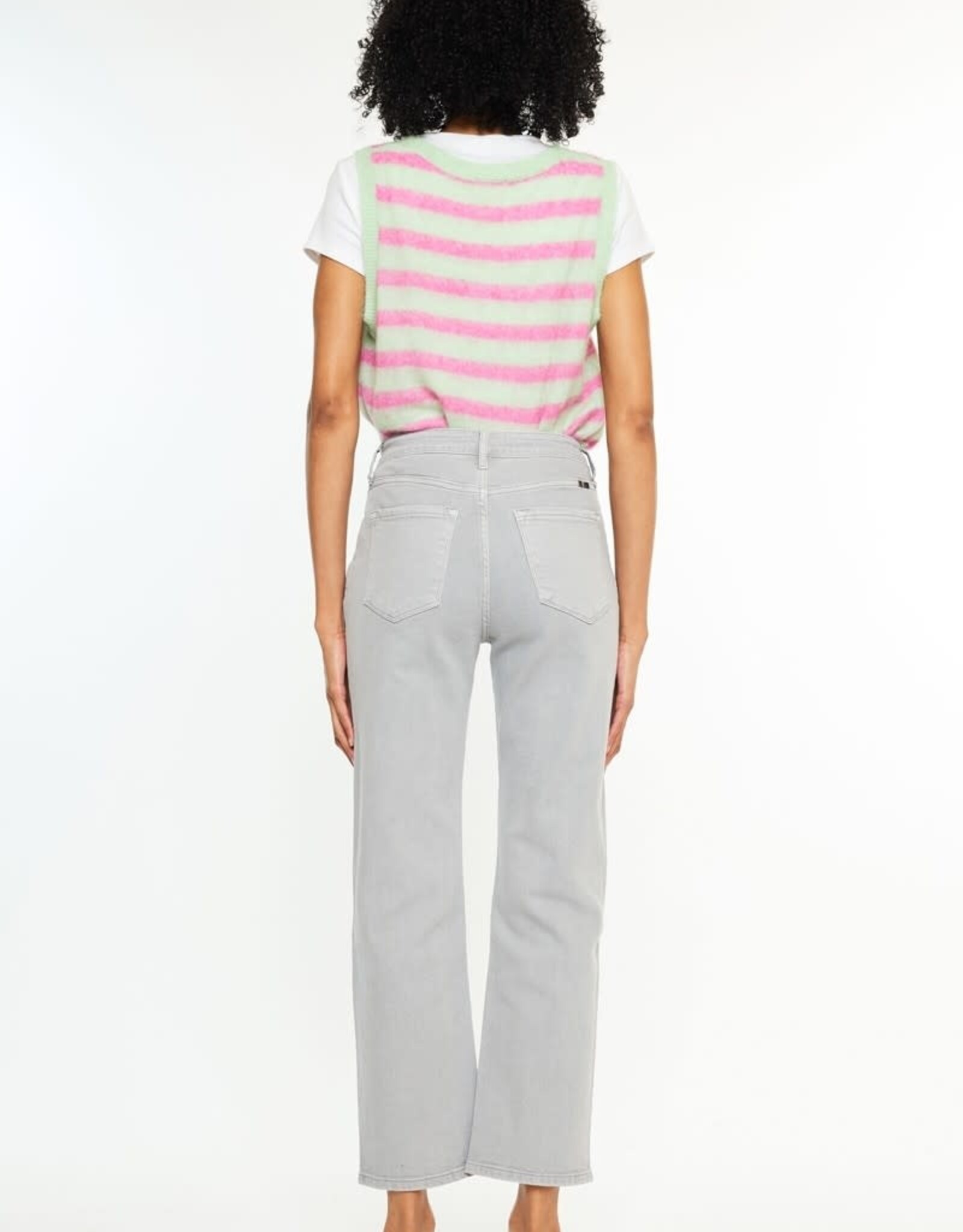 Miss Bliss KC Ultra High Rise 90's Straight Jeans-Grey