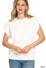 Miss Bliss Zen Round Neck Ss Sweater Top- White