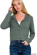 Miss Bliss Zen 7 Button Crew Basic Cardigan-Ash Jade