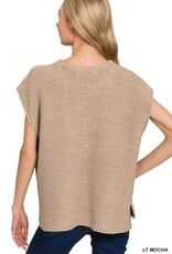Miss Bliss Zen Osized Crew Neck Sweater Vest-Lt Mocha