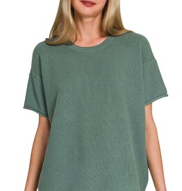 Miss Bliss Viscose Round NeckSweater Top- Ash Jade