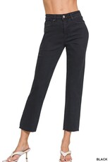 Miss Bliss Zen Washed High Waist Cropped Straight Pants-Black