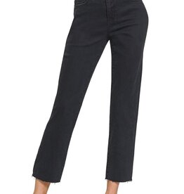 Miss Bliss Zen Washed High Waist Cropped Straight Pants-Black