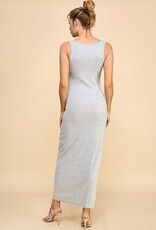 Miss Bliss H&H Button Front Henley Maxi Dress-Grey