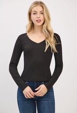 Miss Bliss H&H Front Double Layered V-nk LS Top-Black