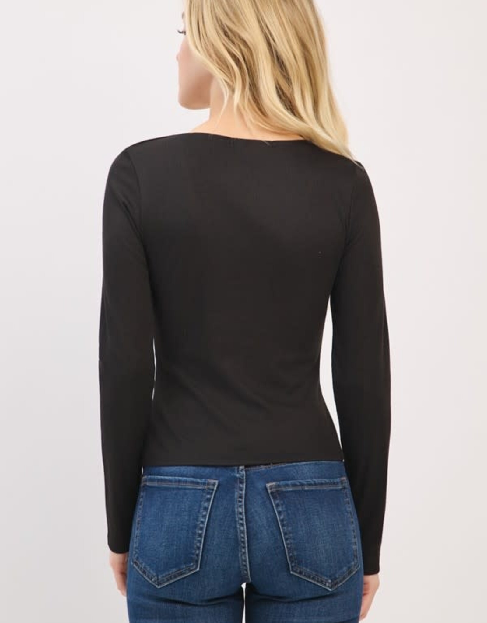 Miss Bliss H&H Front Double Layered V-nk LS Top-Black