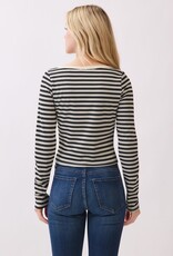 Miss Bliss H&H Contrast Scoop Nk Long Slv Top-Blk&White