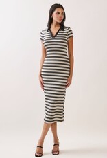 Miss Bliss H&H Striped Johnny CLr Midi SS Dress-B&W