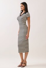 Miss Bliss H&H Striped Johnny CLr Midi SS Dress-B&W