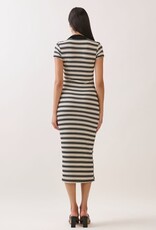 Miss Bliss H&H Striped Johnny CLr Midi SS Dress-B&W