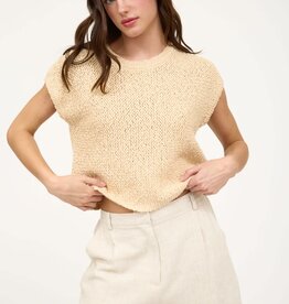 Miss Bliss Textured Knit Crew Neck Pullover-Khaki
