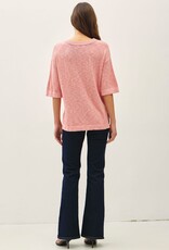 Miss Bliss BC Short Sleeve Cotton Slub Sweater Top- Rose
