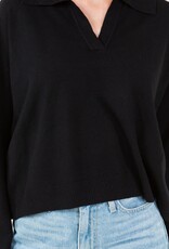 Miss Bliss Dream Collared Ls Top- Black