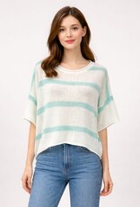 Miss Bliss Dream Airy Stripe Summer Knit Top-Mint
