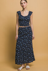 Miss Bliss LT Maxi Floral Skirt-Navy