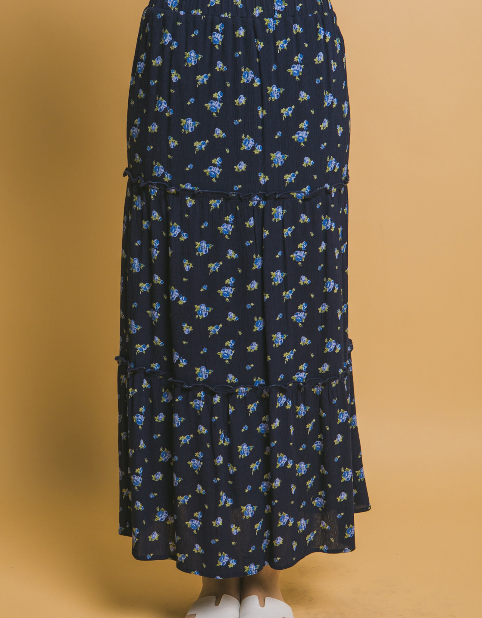 Miss Bliss LT Maxi Floral Skirt-Navy