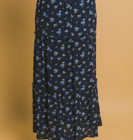 Miss Bliss Maxi Floral Skirt-Navy