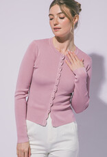 Miss Bliss LT Fitted Button Up Sweater Cardigan-Pink Stone