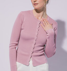 Miss Bliss Fitted Button Up Sweater Cardigan-Pink Stone
