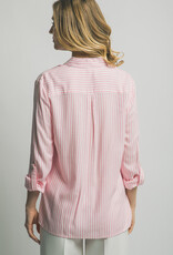Miss Bliss LT Striped Roll Up LS Button Down Shirt-Pink