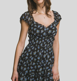 Miss Bliss Feminine Floral Smocked Mini Dress