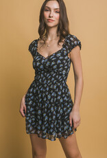 Miss Bliss LT Feminine Floral Smocked Mini Dress