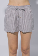 Miss Bliss LT Striped Linen Blend Shorts-Mocha