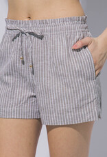 Miss Bliss LT Striped Linen Blend Shorts-Mocha