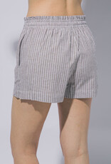 Miss Bliss LT Striped Linen Blend Shorts-Mocha