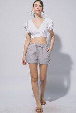 Miss Bliss LT Striped Linen Blend Shorts-Mocha