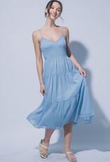 Miss Bliss LT Tiered Smocked Bodice Midi Dress-Blue