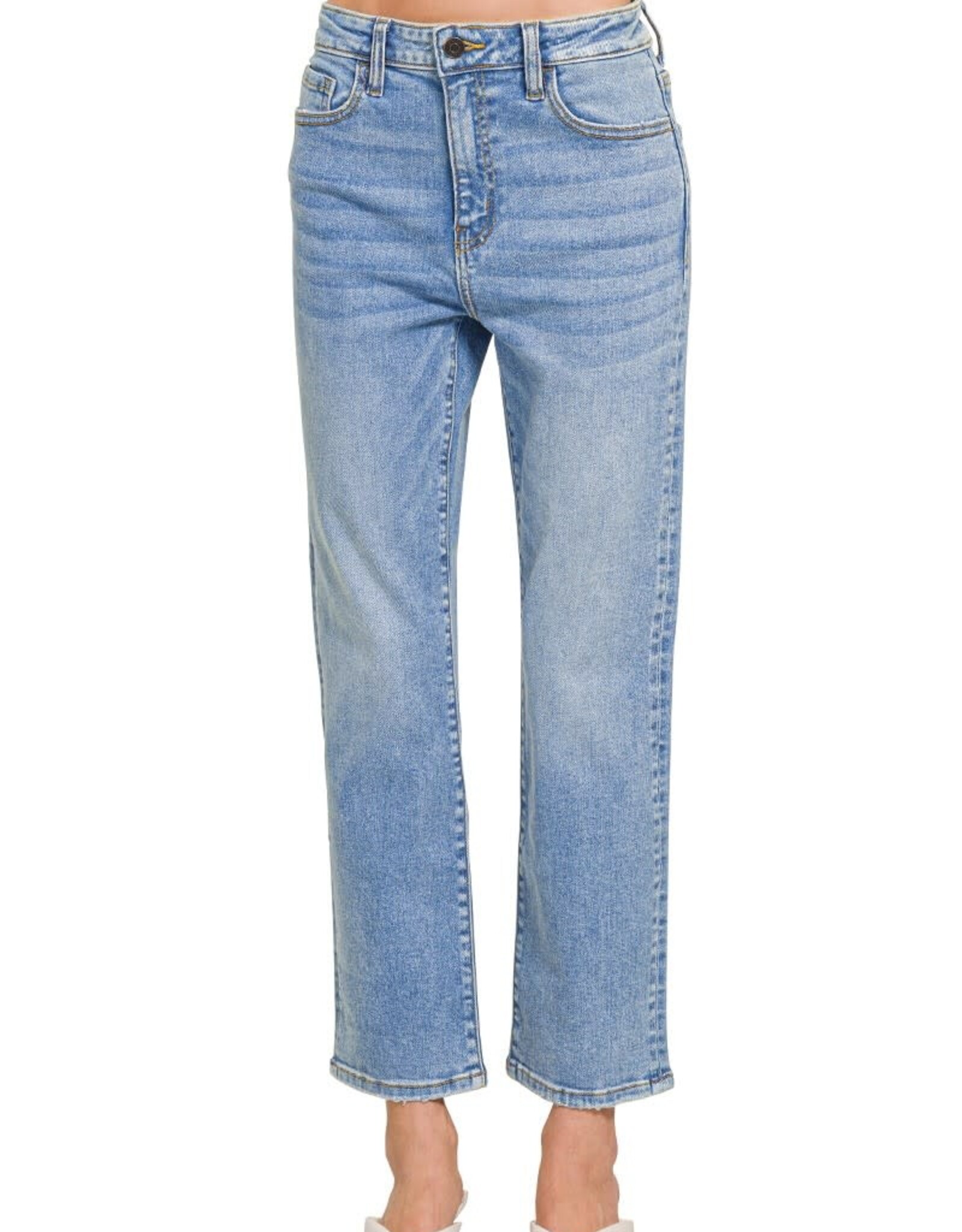 Miss Bliss Zen Cropped 5 Pockets Basic Denim-Med Wash