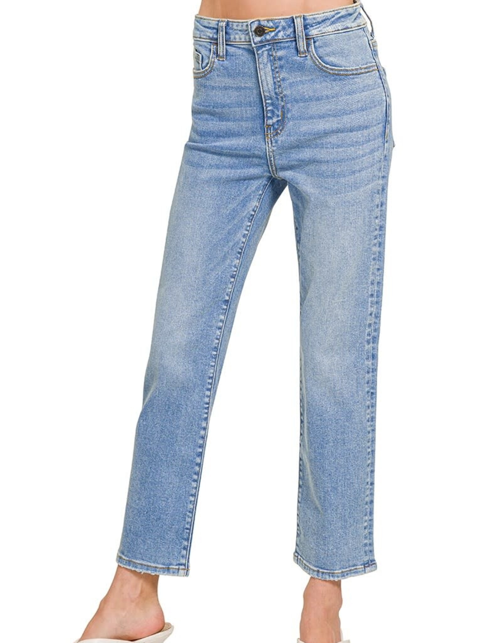 Miss Bliss Zen Cropped 5 Pockets Basic Denim-Med Wash