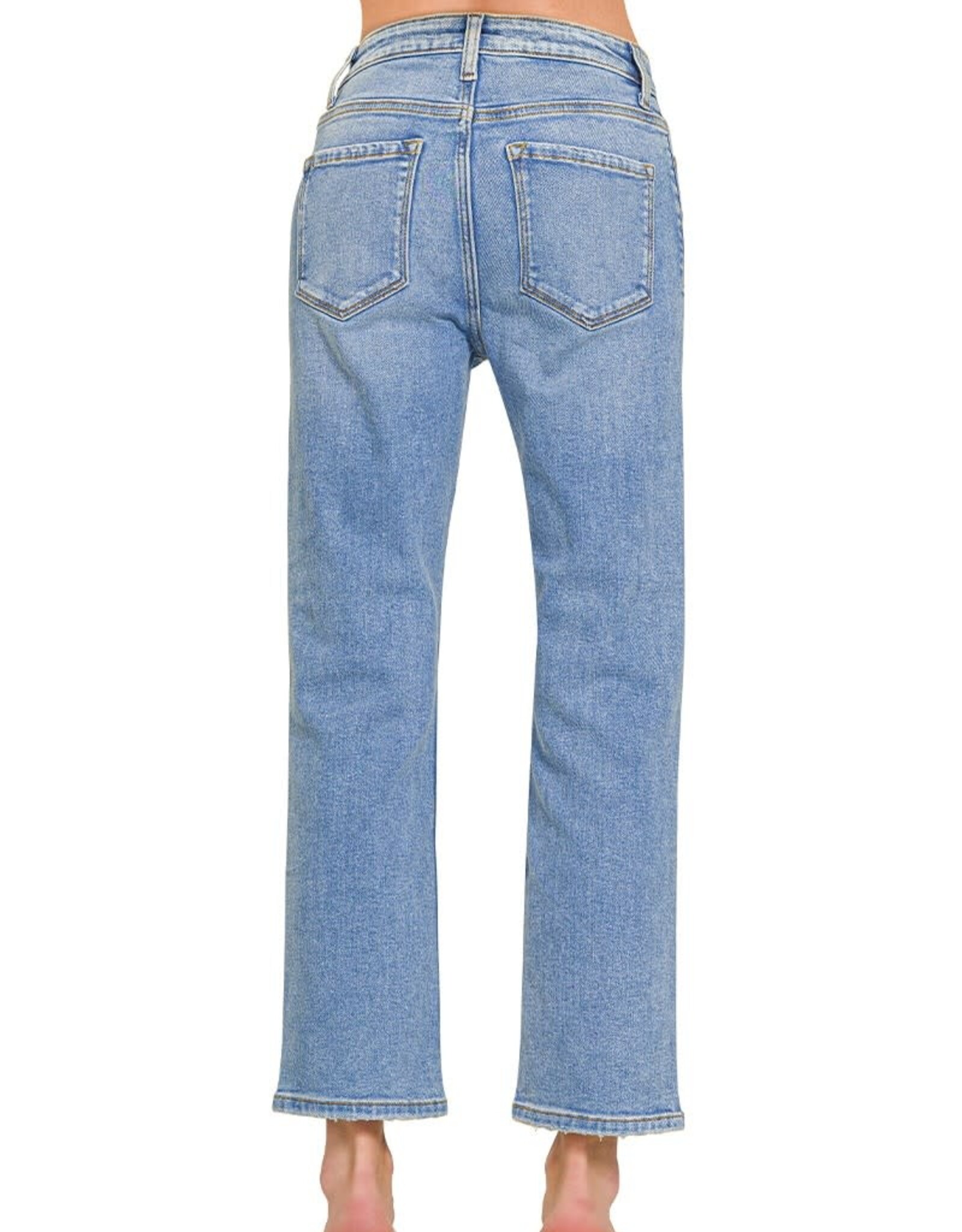 Miss Bliss Zen Cropped 5 Pockets Basic Denim-Med Wash