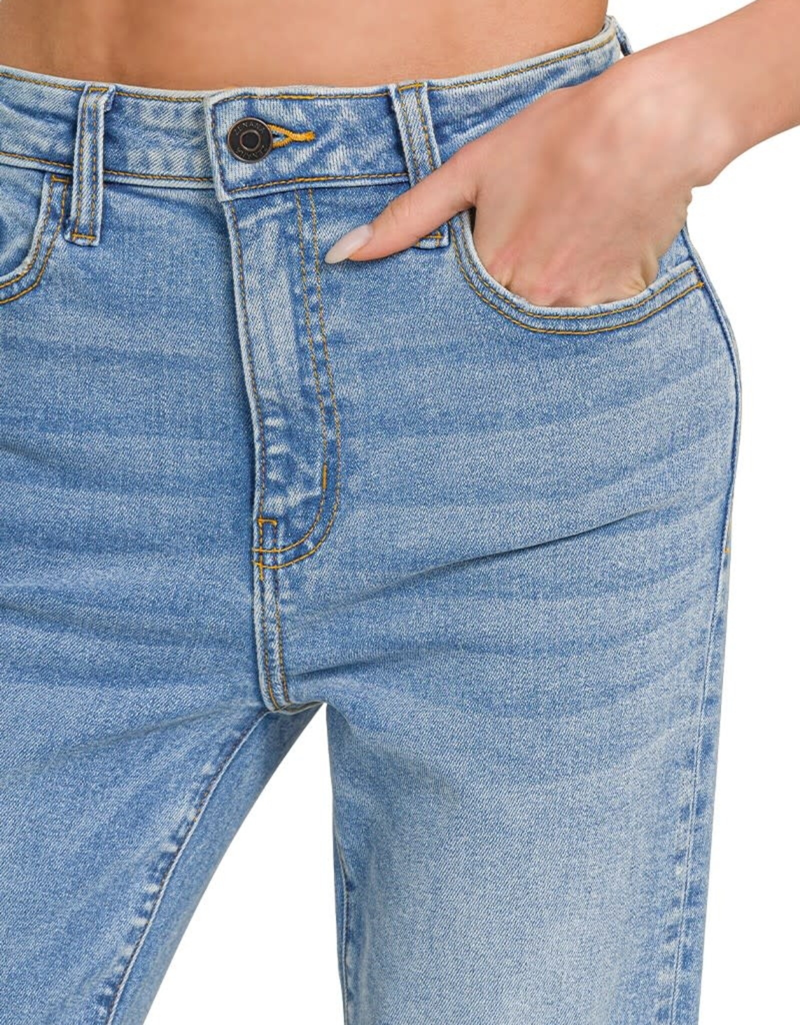 Miss Bliss Zen Cropped 5 Pockets Basic Denim-Med Wash