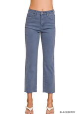 Miss Bliss Zen Washed High Waist Cropped Straight Pants-Blackberry