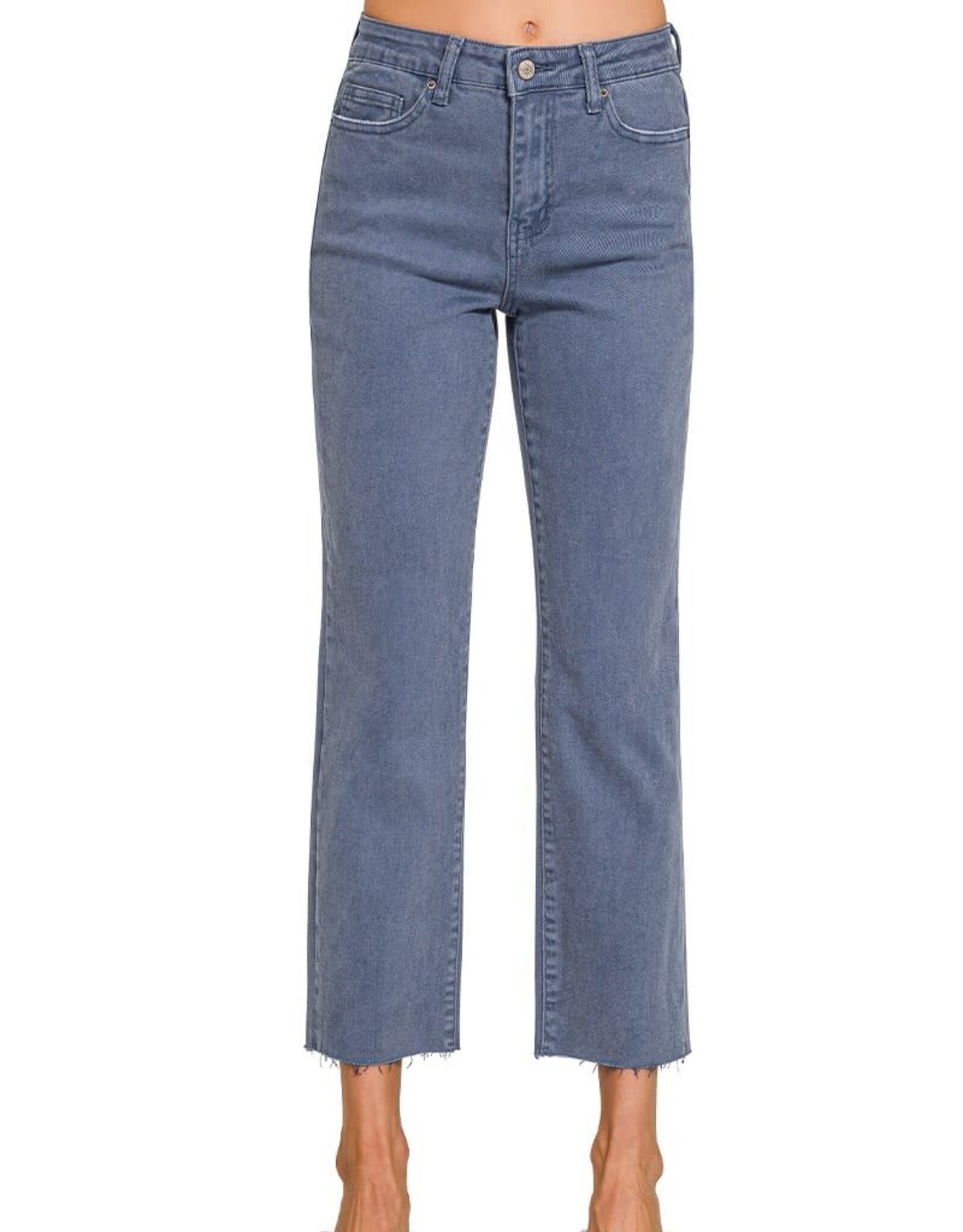 Miss Bliss Zen Washed High Waist Cropped Straight Pants-Blackberry