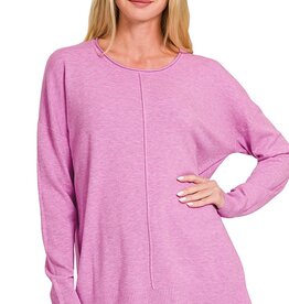 Miss Bliss Zen Viscose Front Seam R Neck Sweater-Mauve